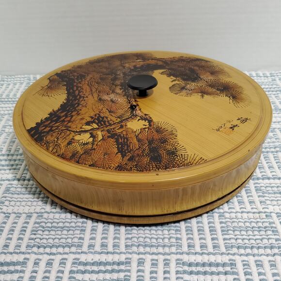 Vintage Japan Laquerware Lidded Dish Bowl Sectioned Tray Removeable 11.5 Asian - Picture 2 of 16